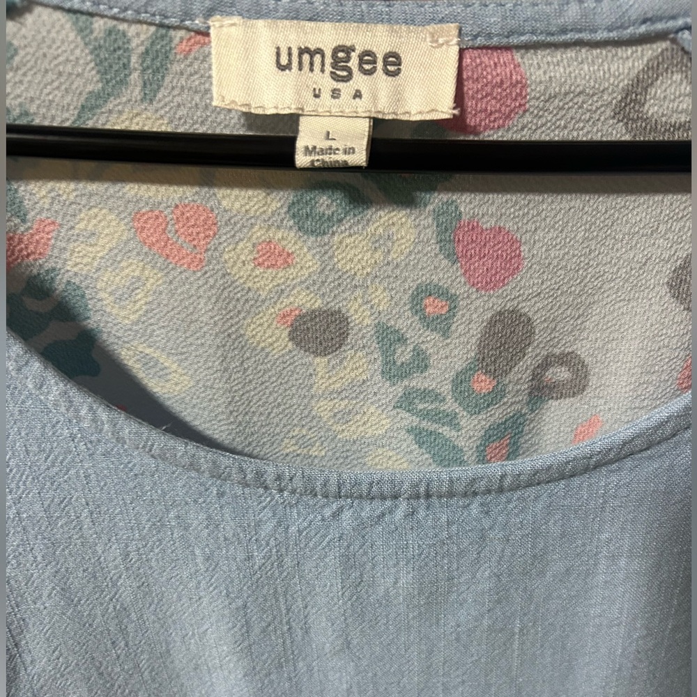Umgee Light Blue Short Sleeve Top - Picture 3 of 3